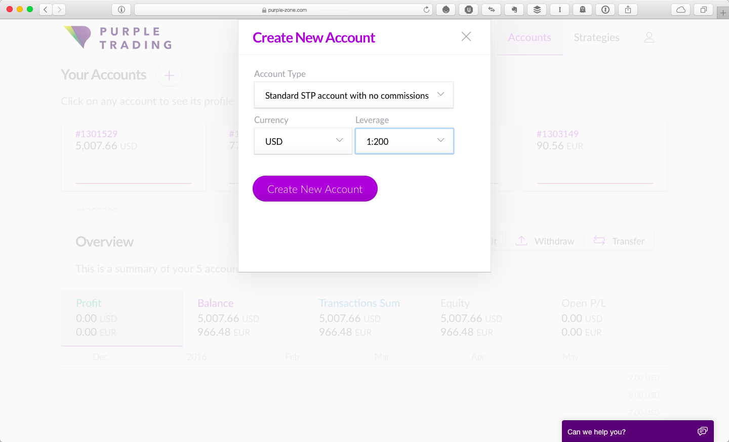 Open additional accounts instantly