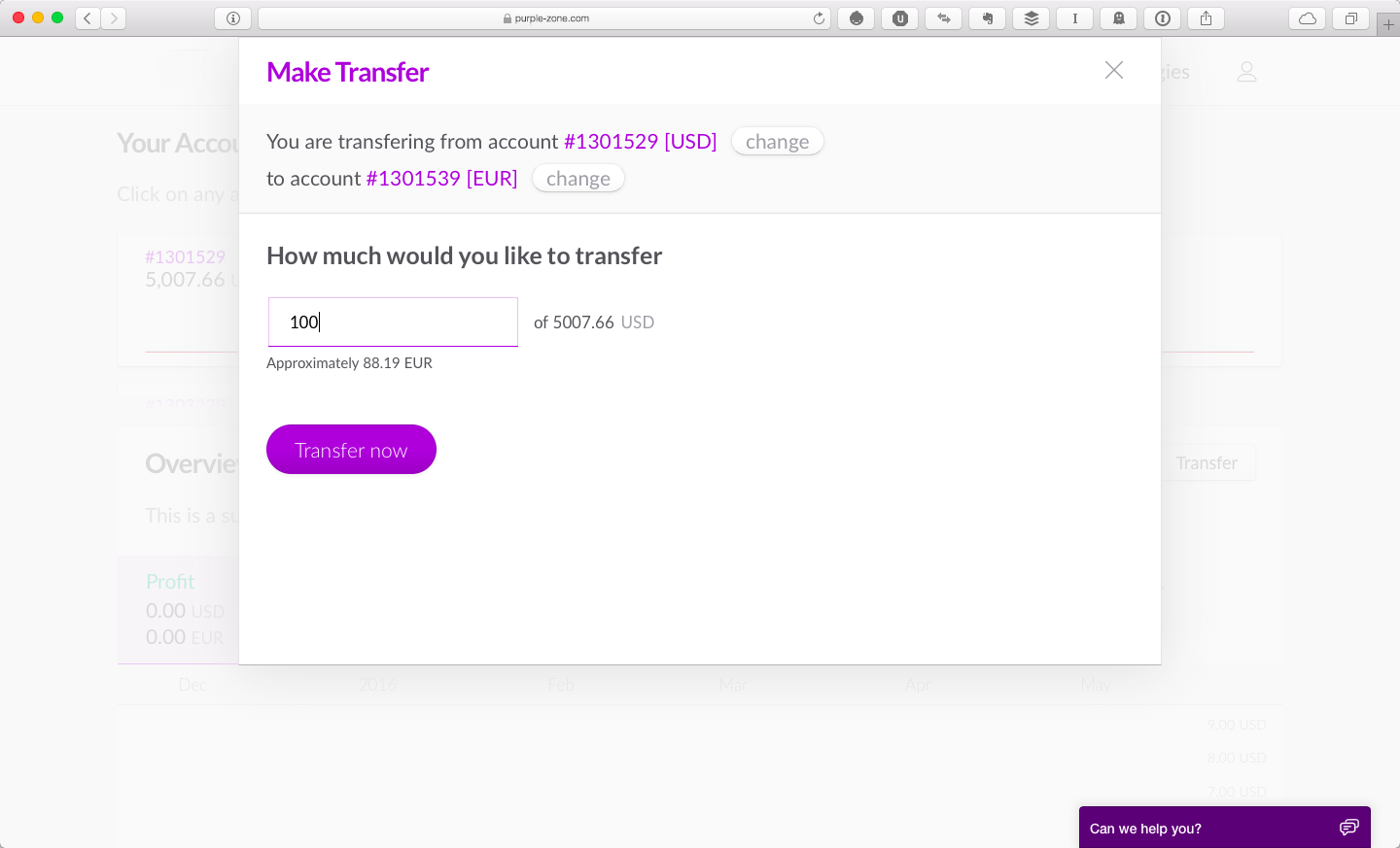 Automatic transfers between your trading accounts