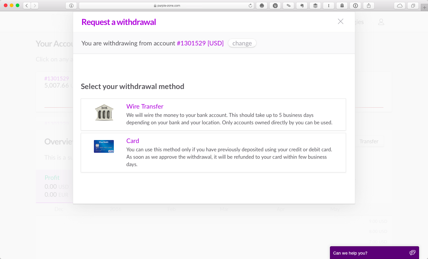 Easy withdrawal request